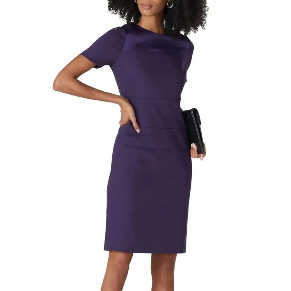 Hugo Boss Delilara Wool Blend Sheath Dress Purple Women's Size 0